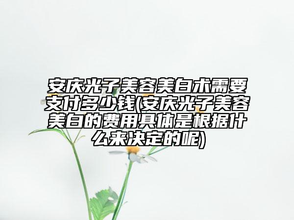 安慶光子美容美白術(shù)需要支付多少錢(安慶光子美容美白的費用具體是根據(jù)什么來決定的呢)