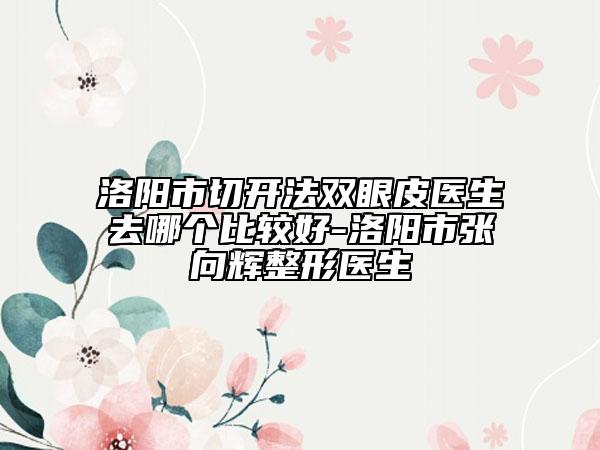 洛陽市切開法雙眼皮醫(yī)生去哪個比較好-洛陽市張向輝整形醫(yī)生