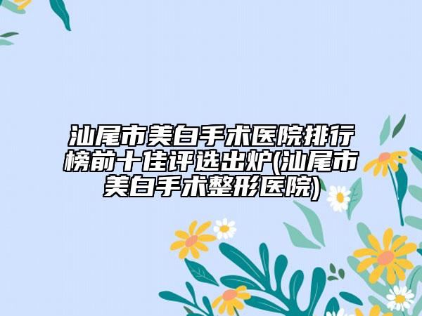 汕尾市美白手術(shù)醫(yī)院排行榜前十佳評(píng)選出爐(汕尾市美白手術(shù)整形醫(yī)院)