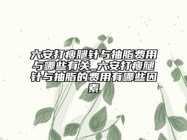 六安打瘦腿針與抽脂費用與哪些有關(guān)_六安打瘦腿針與抽脂的費用有哪些因素