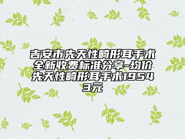 吉安市先天性畸形耳手術(shù)全新收費標(biāo)準(zhǔn)分享-均價先天性畸形耳手術(shù)19543元