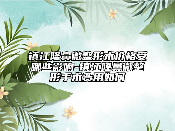 鎮(zhèn)江隆鼻微整形術(shù)價格受哪些影響-鎮(zhèn)江隆鼻微整形手術(shù)費用如何