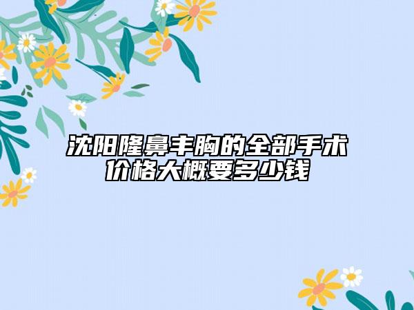 沈陽隆鼻豐胸的全部手術(shù)價格大概要多少錢