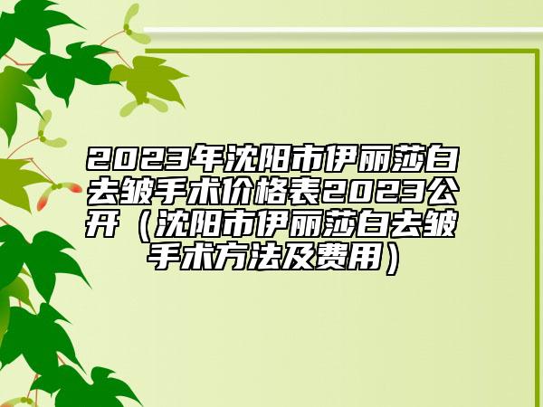 2023年沈陽(yáng)市伊麗莎白去皺手術(shù)價(jià)格表2023公開(kāi)（沈陽(yáng)市伊麗莎白去皺手術(shù)方法及費(fèi)用）