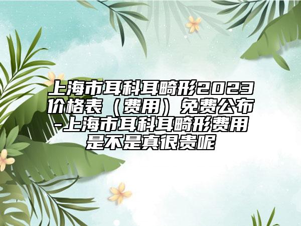 上海市耳科耳畸形2023價格表（費用）免費公布-上海市耳科耳畸形費用是不是真很貴呢
