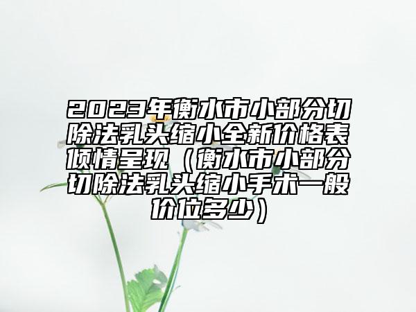 2023年衡水市小部分切除法乳頭縮小全新價(jià)格表傾情呈現(xiàn)（衡水市小部分切除法乳頭縮小手術(shù)一般價(jià)位多少）