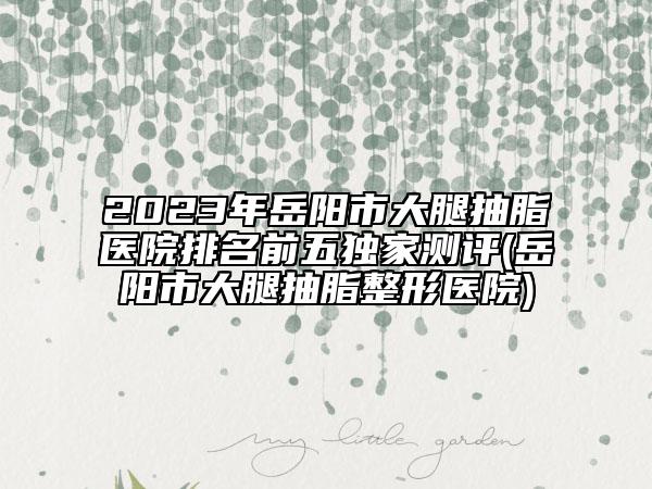 2023年岳陽(yáng)市大腿抽脂醫(yī)院排名前五獨(dú)家測(cè)評(píng)(岳陽(yáng)市大腿抽脂整形醫(yī)院)