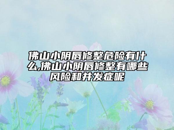 佛山小陰唇修整危險(xiǎn)有什么,佛山小陰唇修整有哪些風(fēng)險(xiǎn)和并發(fā)癥呢