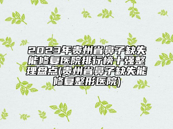 2023年貴州省鼻子缺失能修復(fù)醫(yī)院排行榜十強(qiáng)整理盤點(diǎn)(貴州省鼻子缺失能修復(fù)整形醫(yī)院)