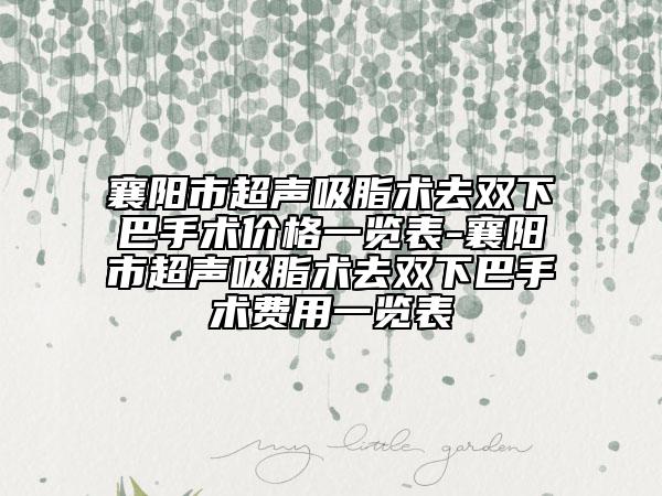 襄陽市超聲吸脂術(shù)去雙下巴手術(shù)價(jià)格一覽表-襄陽市超聲吸脂術(shù)去雙下巴手術(shù)費(fèi)用一覽表
