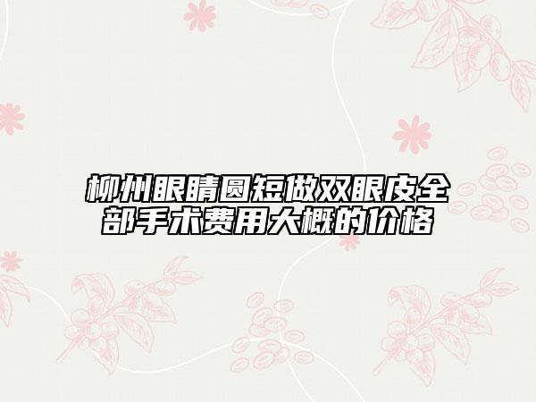 柳州眼睛圓短做雙眼皮全部手術(shù)費(fèi)用大概的價(jià)格