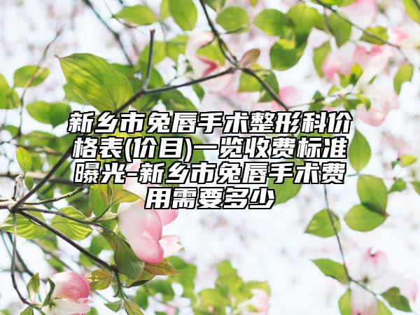 新鄉(xiāng)市兔唇手術(shù)整形科價格表(價目)一覽收費標(biāo)準(zhǔn)曝光-新鄉(xiāng)市兔唇手術(shù)費用需要多少