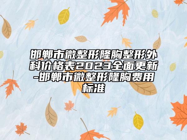 邯鄲市微整形隆胸整形外科價格表2023全面更新-邯鄲市微整形隆胸費用標準