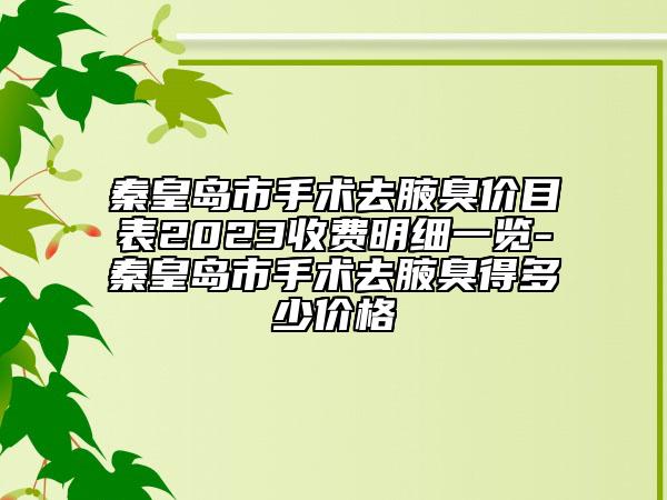 秦皇島市手術(shù)去腋臭價目表2023收費明細(xì)一覽-秦皇島市手術(shù)去腋臭得多少價格
