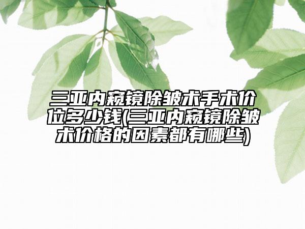三亞內(nèi)窺鏡除皺術(shù)手術(shù)價位多少錢(三亞內(nèi)窺鏡除皺術(shù)價格的因素都有哪些)