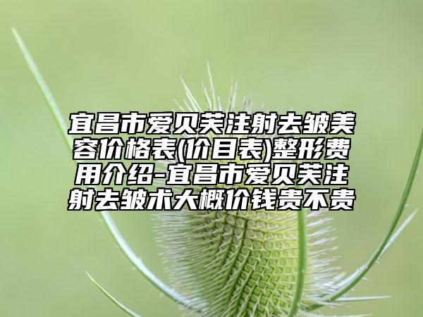 宜昌市愛貝芙注射去皺美容價格表(價目表)整形費用介紹-宜昌市愛貝芙注射去皺術(shù)大概價錢貴不貴
