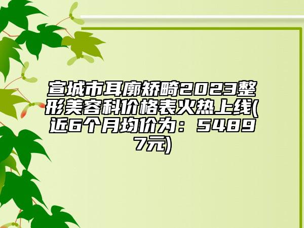 宣城市耳廓矯畸2023整形美容科價格表火熱上線(近6個月均價為：54897元)