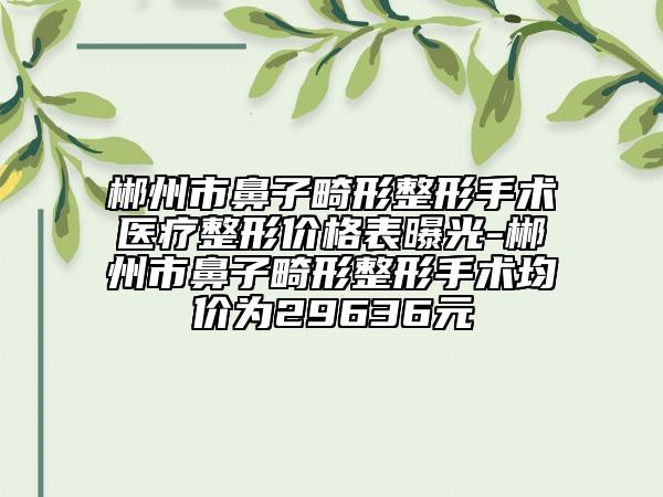 郴州市鼻子畸形整形手術醫(yī)療整形價格表曝光-郴州市鼻子畸形整形手術均價為29636元