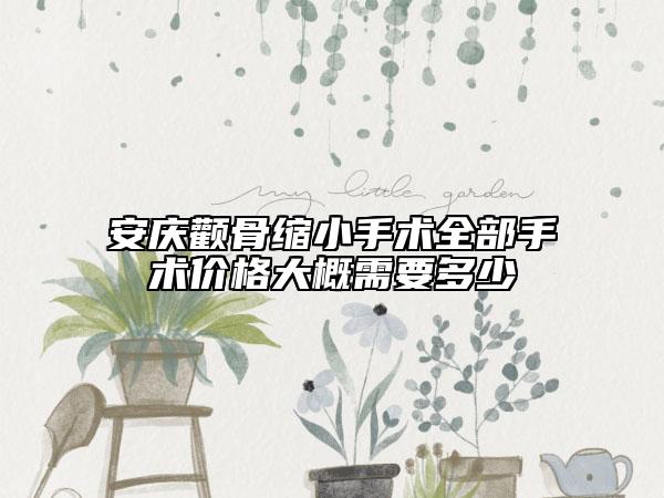 安慶顴骨縮小手術(shù)全部手術(shù)價格大概需要多少