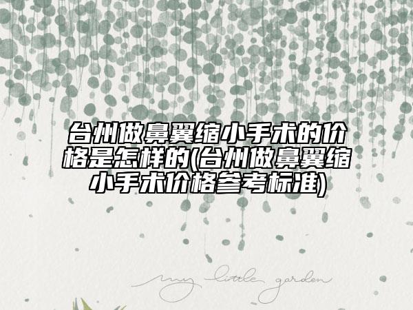 臺州做鼻翼縮小手術(shù)的價格是怎樣的(臺州做鼻翼縮小手術(shù)價格參考標(biāo)準(zhǔn))