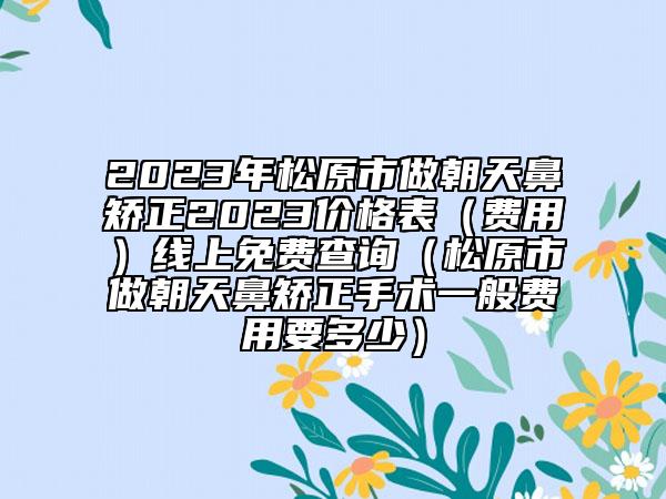 2023年松原市做朝天鼻矯正2023價格表（費用）線上免費查詢（松原市做朝天鼻矯正手術(shù)一般費用要多少）