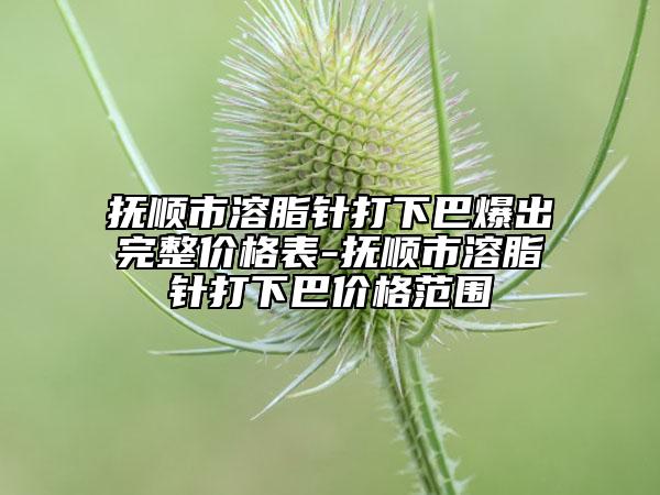 撫順市溶脂針打下巴爆出完整價(jià)格表-撫順市溶脂針打下巴價(jià)格范圍