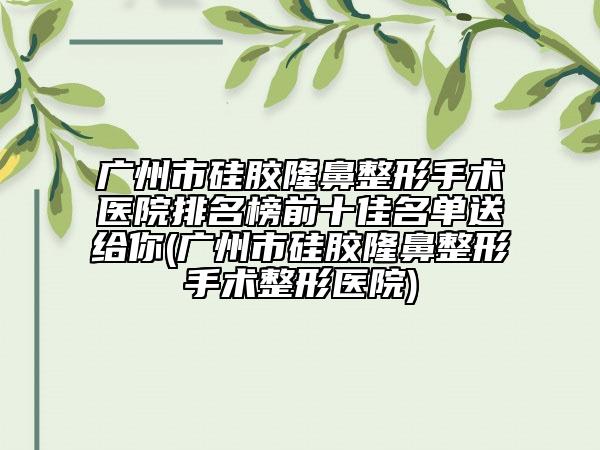 廣州市硅膠隆鼻整形手術(shù)醫(yī)院排名榜前十佳名單送給你(廣州市硅膠隆鼻整形手術(shù)整形醫(yī)院)