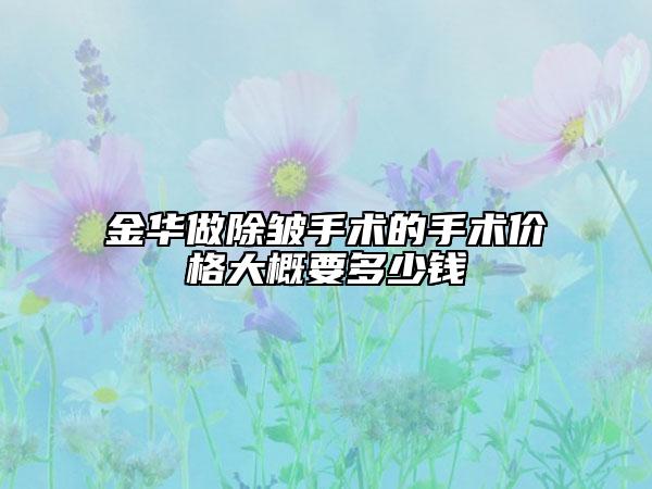 金華做除皺手術(shù)的手術(shù)價(jià)格大概要多少錢(qián)