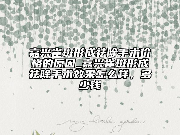 嘉興雀斑形成祛除手術(shù)價(jià)格的原因_嘉興雀斑形成祛除手術(shù)效果怎么樣，多少錢(qián)