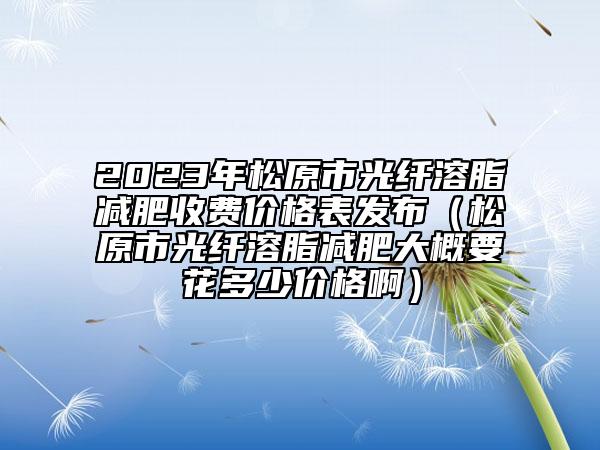 2023年松原市光纖溶脂減肥收費價格表發(fā)布（松原市光纖溶脂減肥大概要花多少價格?。? data-alt=