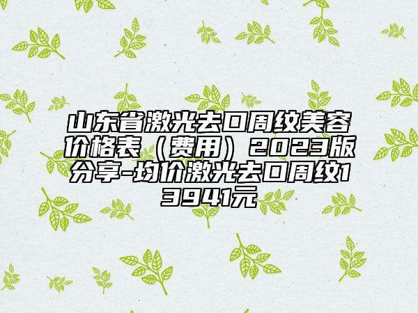 山東省激光去口周紋美容價格表（費(fèi)用）2023版分享-均價激光去口周紋13941元