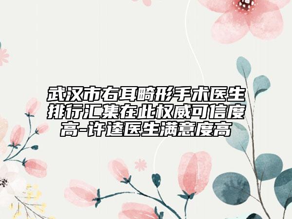 武漢市右耳畸形手術(shù)醫(yī)生排行匯集在此權(quán)威可信度高-許逵醫(yī)生滿意度高
