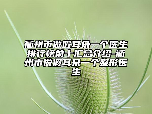 衢州市做假耳朵一個(gè)醫(yī)生排行榜前十匯總介紹-衢州市做假耳朵一個(gè)整形醫(yī)生