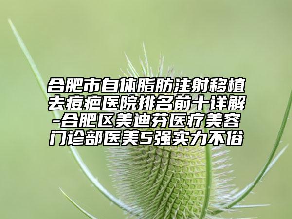 合肥市自體脂肪注射移植去痘疤醫(yī)院排名前十詳解-合肥區(qū)美迪芬醫(yī)療美容門診部醫(yī)美5強實力不俗