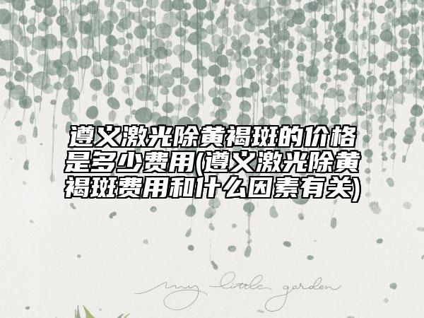 遵義激光除黃褐斑的價(jià)格是多少費(fèi)用(遵義激光除黃褐斑費(fèi)用和什么因素有關(guān))