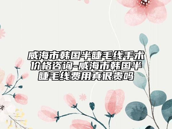 威海市韓國(guó)半睫毛線手術(shù)價(jià)格咨詢-威海市韓國(guó)半睫毛線費(fèi)用真很貴嗎