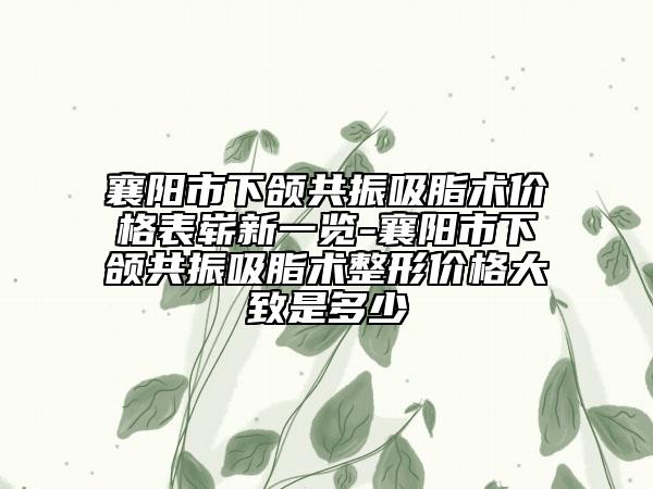 襄陽(yáng)市下頜共振吸脂術(shù)價(jià)格表嶄新一覽-襄陽(yáng)市下頜共振吸脂術(shù)整形價(jià)格大致是多少