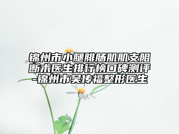 錦州市小腿腓腸肌肌支阻斷術(shù)醫(yī)生排行榜口碑測評-錦州市吳傳福整形醫(yī)生