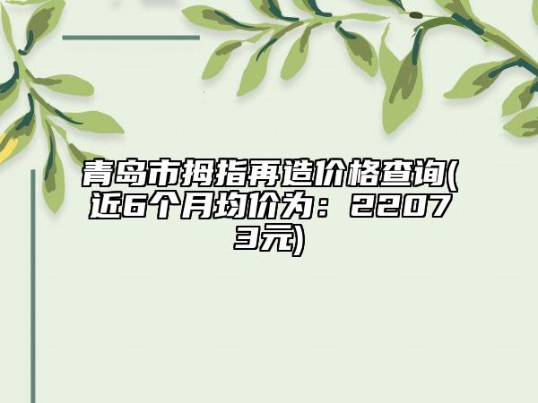 青島市拇指再造價格查詢(近6個月均價為：22073元)