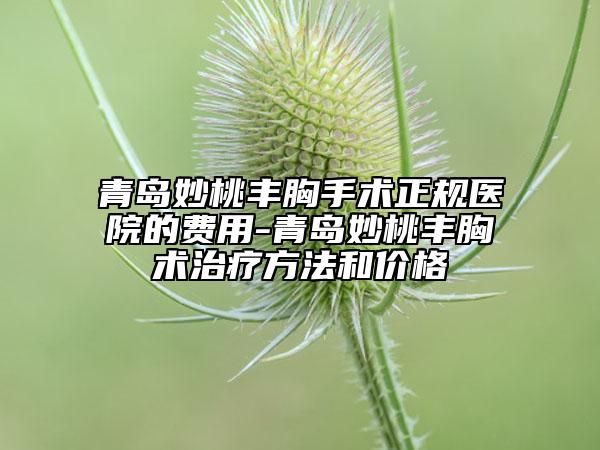 青島妙桃豐胸手術(shù)正規(guī)醫(yī)院的費(fèi)用-青島妙桃豐胸術(shù)治療方法和價格