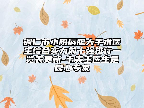 銅仁市小陰唇肥大手術醫(yī)生綜合實力前十強排行一覽表更新-韋美主醫(yī)生是良心專家