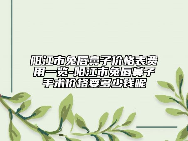 陽江市兔唇鼻子價(jià)格表費(fèi)用一覽-陽江市兔唇鼻子手術(shù)價(jià)格要多少錢呢