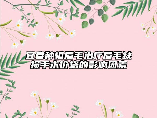 宜春種植眉毛治療眉毛缺損手術價格的影響因素