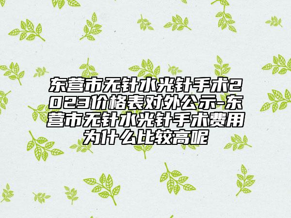 東營市無針?biāo)忉樖中g(shù)2023價(jià)格表對(duì)外公示-東營市無針?biāo)忉樖中g(shù)費(fèi)用為什么比較高呢
