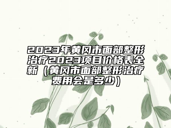 2023年黃岡市面部整形治療2023項目價格表全新（黃岡市面部整形治療費(fèi)用會是多少）