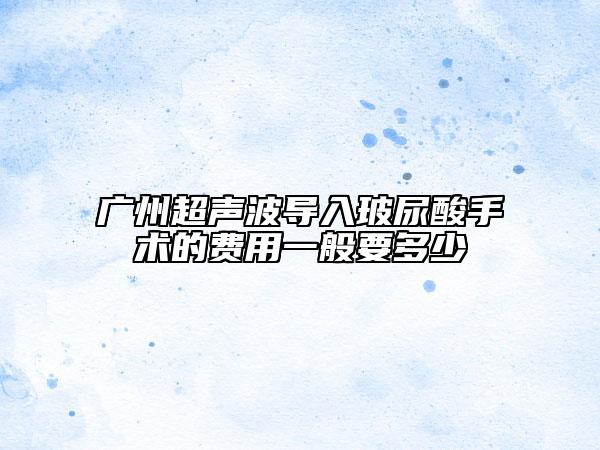 廣州超聲波導入玻尿酸手術的費用一般要多少