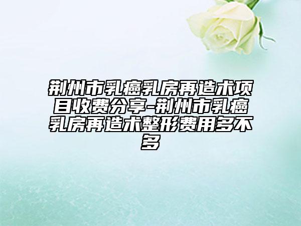 荊州市乳癌乳房再造術(shù)項目收費分享-荊州市乳癌乳房再造術(shù)整形費用多不多