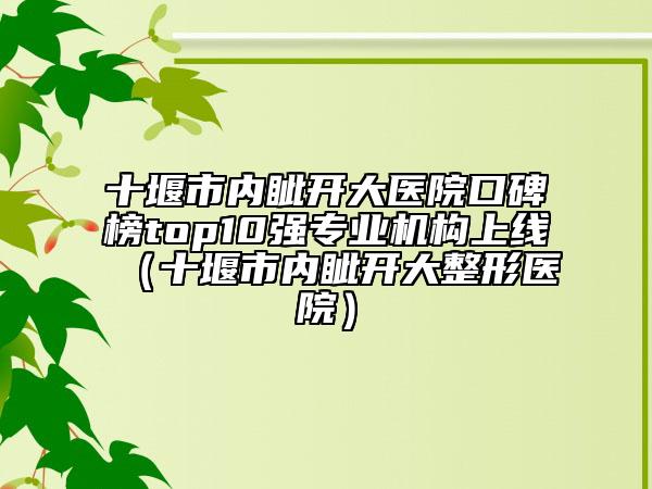 十堰市內(nèi)眥開大醫(yī)院口碑榜top10強(qiáng)專業(yè)機(jī)構(gòu)上線（十堰市內(nèi)眥開大整形醫(yī)院）