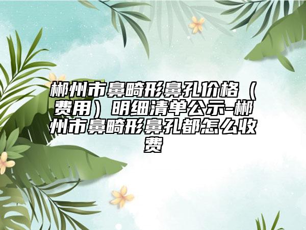 郴州市鼻畸形鼻孔價格（費用）明細(xì)清單公示-郴州市鼻畸形鼻孔都怎么收費