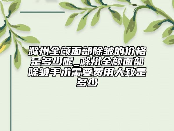 滁州全顏面部除皺的價(jià)格是多少呢_滁州全顏面部除皺手術(shù)需要費(fèi)用大致是多少
